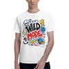 NONE Maglietta da uomo 100% cotone con stampa graffiti Wild Mode, t-shirt casual manica corta, top streetwear oversize con teschio smile fulmine, moda estate hip hop, morbida traspirante, regalo per