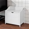 SoBuy FSR40-W Panchina per scarpe con seduta e spazio portavivande - Baule per biancheria con sacco rimovibile, stabile e salvaspazio - Ideale per ingresso, bagno, camera da letto - Bianco, 50x53x35cm