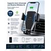 NONE Supporto Auto Smartphone con Ricarica Wireless Qi 10W, Porta Cellulare Universale da Bocchetta Aria, Caricatore Wireless Auto con Bloccaggio Automatico e Rotazione 360°