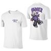 NONE T-shirt uomo bianca 100% cotone con stampa grafica viola fronte retro, maglietta streetwear oversize manica corta girocollo, top casual hip hop estivo traspirante morbido, maglia moda urban per