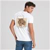 NONE T-shirt uomo 100% cotone con stampa posteriore Teddy Cute, maglietta girocollo a maniche corte, grafica orsetto tenero stile casual streetwear, vestibilità regular, idea regalo originale