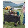 SONGMICS Carrello da Campeggio Pieghevole, Carretto, 150 L, Portante 150 kg, Carrello da Giardino, con Manico, 4 Ruote Rimovibili, Salvaspazio, per Esterni, Giardino