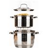 SANTA CLARA | Set da Cucina in Acciaio Inox Lucidato — Pentola per Pasta da 20 cm con Scolapasta e Casseruola da 28 cm, Coperchio in Vetro e Manici in Metallo, Adatta per Induzione, Gas, Vitro e