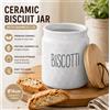 NONE Barattolo Contenitore in Ceramica Bianca da 14 cm con Coperchio Ermetico in Bambù, Vaso Etichettato Italiano per Biscotti, Zucchero, Alimenti Secchi, Organizzatore da Cucina