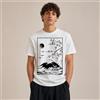 NONE Maglietta da uomo con stampa montagna, stile minimalista giapponese, Maglietta da uomo 100% cotone, motivo Fuji e rami di ciliegio in fiore, streetwear casual, estate tempo libero viaggio, regalo per