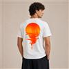 NONE Maglietta da uomo con stampa tramonto, stile casual streetwear, maglietta da uomo 100% cotone, design solare con riflessi d'acqua, estate, vacanze, tempo libero, viaggio, regalo per amici uomini
