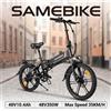 SAMEBIKE 20LVXD30-II Bicicletta Elettrica con Motore 350W, Batteria Integrata Rimovibile 48V10.4AH, E-bike con Pneumatici Sottili da 20 Pollici, Bicicletta Elettrica da Città
