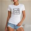 NONE Maglietta da donna con gatto, stile minimalista e divertente, t-shirt da donna 100% cotone, disegno di gatto in cornice, casual e streetwear, perfetta per l'estate, il tempo libero, le vacanze, la