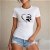 NONE Maglietta da donna con cuore e zampa di animale, stile casual e trendy, maglietta da donna 100% cotone, design originale per amanti degli animali, perfetta per il tempo libero, l'estate, le vacanze,