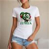 NONE Maglietta da donna 100% cotone, stile casual e streetwear, con grafica Italia e donna dai capelli tricolori, perfetta per vacanze, estate, tempo libero, viaggi, feste o shopping, ideale come regalo