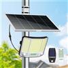 intelamp Fari solari da esterno Intelamp con pannello solare super grande, ricarica rapida, batteria a lunga durata da 20000 mAh, sensori di movimento doppi collegabili, cavo da 16,4 piedi per giardino,