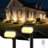 intelamp Faretti Solari Intelamp 4000mAh, 3 Modalità di Colore, Luci Solari da Esterno per Giardino, Vialetti, Cortili, Garage, Alberi