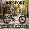 ONESPORT Bicicletta Elettrica Pieghevole Onesport OT16-2 250W, 48V 17AH, Autonomia Massima 120km, Pneumatici 20"x 4.0", Cambio Shimano a 7 Velocità, Connettività APP Intelligente