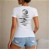 NONE Maglietta da donna 100% cotone, stile casual e streetwear, con stampa di una luna riflesso sulla superficie dell'acqua, design artistico minimalista, perfetta per il tempo libero, le vacanze,