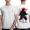 NONE T-Shirt Giapponese da Uomo con Stampa Guerriero Samurai e Spada, in Cotone Leggero, Manica Corta, Girocollo, Doppia Stampa, Stile Retro Estivo, Casual, Moda Harajuku, Streetwear Tokyo, Taglie S M L XL