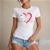 NONE Maglietta da donna con cuore e impronte di cane, stile casual e romantico, maglietta da donna 100% cotone, design originale per amanti degli animali, perfetta per il tempo libero, l'estate, le