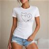 NONE Maglietta da donna con gatto, stile casual e femminile, t-shirt da donna 100% cotone, disegno cuore con gatto e zampa, perfetta per il tempo libero, l'estate, le vacanze, lo shopping, regalo per