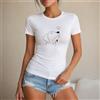 NONE Maglietta da donna con cane, stile minimalista e romantico, maglietta da donna 100% cotone, disegno di cane con cuore, per il tempo libero, estate, vacanze, shopping, regalo per gli amanti dei cani