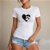 NONE Maglietta da donna con stampa di cuori e zampe, stile casual e streetwear, maglietta da donna 100% cotone, design originale per amanti degli animali, perfetta per il tempo libero, l'estate, le