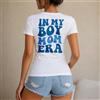 NONE Maglietta da donna 100% cotone, stile casual e streetwear, con stampa IN MY BOY MOM ERA, perfetta per il tempo libero, le vacanze, l'estate, la spiaggia e lo shopping, ideale come regalo per mamme