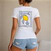 NONE Maglietta da donna 100% cotone, stile casual e streetwear, limoncello e La Dolce Vita, design vintage con limone, perfetta per vacanze, estate, spiaggia, tempo libero e viaggi, regalo ideale per