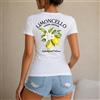 NONE Maglietta da donna 100% cotone, stile casual e streetwear, con stampa Limoncello, liquore al limone e limoni freschi, perfetta per vacanze, estate, spiaggia e tempo libero, ideale come regalo per
