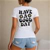 NONE Maglietta da donna in cotone 100%, stile casual e streetwear, con stampa Have a Good Day e fiori di camomilla, perfetta per il tempo libero, le vacanze, l'estate, la spiaggia, lo shopping, regalo per