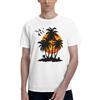 NONE T-Shirt Uomo 100% Cotone con Stampa Palme e Tramonto, Maglietta a Maniche Corte Girocollo, Grafica Tropicale Estiva con Uccelli, Casual Beachwear, Vacanze Mare, Viaggio, Regalo per Amanti dell'Estate