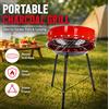NONE Griglia BBQ Rotonda a Carbone 36x36x56CM, Barbecue Portatile da Esterno con Gambe a Treppiede, Griglia a Carbone Smaltata Rossa per Giardino, Picnic, Campeggio e Cucina all'Aperto