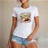 NONE Maglietta da donna 100% cotone, stile casual e divertente, con stampa cannoli e scritta Cannoli Mood, perfetta per vacanze, estate, tempo libero e viaggi in Italia, ideale come regalo per gli amanti