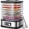 YASHE Essiccatore Alimentare a 8 Vassoi, Tempo e Temperatura Regolabili 72H, Include Griglie a Rete, Vassoio per Rotoli di Frutta e Pinza Inox per Jerky, Frutta