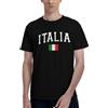 NONE 100% Cotton Men's Italy T-Shirt, Italian Flag Print Crew Neck Short Sleeve Tee, Casual Streetwear Summer, Regular Fit, Patriotic Gift Idea