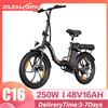 NONE ZAZAWORK C16 E-Bike con Motore 250W, Batteria al Litio 48V16AH, Sospensione Anteriore, 7 Velocità, Bici Elettrica Pieghevole con Pneumatici da 20 Pollici, Bici Elettrica Urbana