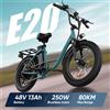 URLIFE Bicicletta Elettrica URLIFE E20 250W con Batteria Rimovibile 48V 13Ah, Pneumatici Fat 20"x3", 25KM/H, 7 Velocità, Doppio Freno a Disco
