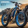 ORZEL K17 Bici Elettrica All-Terrain con Doppio Motore, Batteria 48V 25Ah, Pneumatici Fat 24*4.0, Sospensione Completa, E-Bike a Lunga Autonomia