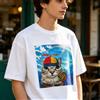 NONE T-shirt Estiva con Stampa Gatto Divertente, Maglietta Casual da Donna Stile Hip Hop Y2k, Abbigliamento Gotico Femminile
