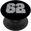 Silver Number 62 Jersey Player Uniform # Divisa da giocatore in maglia numero 62 bianco argento #62 PopSockets PopGrip Adesivo