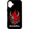Samurai Japanese Oni Demon Mask Cyber Pu Custodia per iPhone 16 Plus Samurai Giapponese OniCyborg Maschera Demone Cyberpunk Streetwear