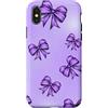 Coquette Aesthetic Bow Gifts Custodia per iPhone X/XS Fiocco Viola Modello Minimal Coquette Nastro