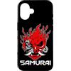 Samurai Japanese Oni Demon Mask Cyber Pu Custodia per iPhone 16 Samurai Giapponese OniCyborg Maschera Demone Cyberpunk Streetwear