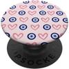 Evil Eye Greek Mythology Greece Gifts Blu scuro scuro Evil Eye Greek Eye Pink Hearts Pattern PopSockets PopGrip Adesivo