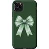 Coquette Aesthetic Green Bows & Ribbons Custodia per iPhone 11 Pro Max Fiocco Verde Menta Verde Scuro Coquette Nastro Ragazze