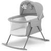 Kinderkraft LOVI Lettino da Campeggio, Culla a Dondolo, Cappottina, Materasso, Pieghevole, per Neonati, 0-9 Kg, Grigio