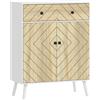 HOMCOM Scarpiera per Ingresso con 2 Porte Ripiani Regolabili Cassetto per 12 Paia di Scarpe 75x35x97 cm Bianco e Naturale | Aosom Italy