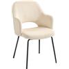 HOMCOM Sedia da Pranzo Moderne con rivestita a Coste in Velluto e Gambe in Metallo, Forma ergonomica a Conchiglia, Beige| Aosom Italy