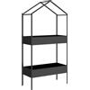 Outsunny Portavaso a 2 livelli a forma di casa, 150 cm di altezza, portafiori con gancio, metallo, Nero | Aosom Italy