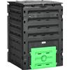 Outsunny Compostiera da giardino 450 L, contenitore per compost da giardino, 80 aperture di aerazione e 2 porte scorrevoli, 69 x 71 x 103 cm, nero | Aosom Italy