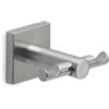 GEDY Manila Gancio Appendiabiti Bagno da Muro Doppio, Finitura Spazzolato, Realizzato in Acciaio Inox AISI 304 e Cromall, Gancio Appendi Accappatoio da Muro Fissaggio Tramite Viti o Biadesivo Incluso