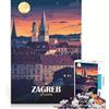 JIANGENNF Puzzle per ragazzi da 1000 pezzi Zagabria Croazia panorama notturno gioco educativo decorazione perfetta collezione d'artista belle arti 50x75cm