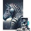JIANGENNF Puzzle per ragazzi da 1000 pezzi con zebra astronauta gioco rilassante difficile e stimolante ogni pezzo è unico 38x52cm